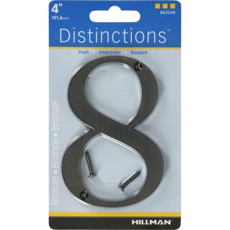 Hillman Distinctions 4 in. Bronze Zinc Die-Cast Screw-On Number 8 1 pc 843248